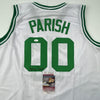 Autographed/Signed Robert Parish Boston White Basketball Jersey JSA COA