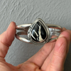 White Buffalo Turquoise Cuff Bracelet | Sterling Silver Teardrop Statement Cuff | Stand Collection by mend metalworks