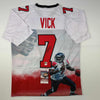 Autographed/Signed Michael Mike Vick Atlanta White Photo Artwork Football Jersey JSA COA