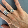 White Buffalo Turquoise Petite Ring | Gold Fill Bezel Sterling Silver Band | Stand Collection by mend metalworks