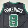 Autographed/Signed Kristaps Porzingis Boston Black Basketball Jersey JSA COA