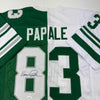 Autographed/Signed Vince Papale Philadelphia Green and White Split Football Jersey JSA COA