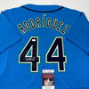 Autographed/Signed Julio Rodriguez Seattle Light Blue Baseball Jersey JSA COA