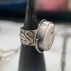 White Buffalo Turquoise Statement Ring | Sterling Silver Armadillo Serpent Band | Made to finish by mend metalworks