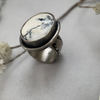 White Buffalo Turquoise Statement Ring | Sterling Silver Armadillo Serpent Band | Made to finish by mend metalworks