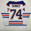 Autographed/Signed Stuart Skinner Edmonton White Hockey Jersey Beckett BAS COA