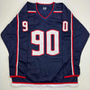 Autographed/Signed Elvis Merzlikins Columbus Blue Hockey Jersey Beckett BAS COA