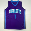 Autographed/Signed Muggsy Bogues Charlotte Purple Modern Basketball Jersey Beckett BAS COA