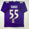 Autographed/Signed Terrell Suggs Baltimore Purple Football Jersey JSA COA