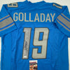 Autographed/Signed Kenny Golladay Detroit Blue Football Jersey JSA COA