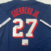 Autographed/Signed Vladimir Vlad Guerrero Jr. 2021 All-Star Game Blue Baseball Jersey PSA/DNA COA by Hall of Fame Sports Memorabilia
