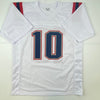 Autographed/Signed Mac Jones New England White Football Jersey Beckett BAS COA