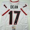 Autographed/Signed Nakobe Dean Georgia White College Football Jersey JSA COA