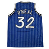 Autographed/Signed Shaquille Shaq O'Neal Orlando Blue Pinstripe Basketball Jersey PSA/DNA COA by Hall of Fame Sports Memorabilia