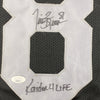 Autographed/Signed Tim Brown Raider 4 Life Oakland Black Football Jersey JSA COA