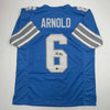 Autographed/Signed Terrion Arnold Detroit Blue Football Jersey Beckett BAS COA by Hall of Fame Sports Memorabilia