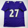 Autographed/Signed J.K. Dobbins Baltimore Purple Football Jersey JSA COA