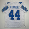 Autographed/Signed Malcolm Rodriguez Detroit White Football Jersey Beckett BAS COA by Hall of Fame Sports Memorabilia