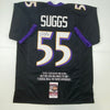 Autographed/Signed Terrell Suggs Baltimore Black Quote Football Jersey JSA COA