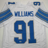 Autographed/Signed Tyleik Williams Detroit White Football Jersey Beckett BAS COA by Hall of Fame Sports Memorabilia