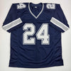 Autographed/Signed Larry Brown Dallas Blue Football Jersey Beckett BAS COA