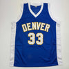 Autographed/Signed David Thompson HOF 96 Denver Blue Retro Rainbow Basketball Jersey Beckett BAS COA