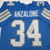 Autographed/Signed Alex Anzalone Detroit Blue Football Jersey Beckett BAS COA by Hall of Fame Sports Memorabilia
