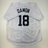 Autographed/Signed Johnny Damon New York Pinstripe Baseball Jersey Beckett BAS COA