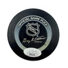 Autographed/Signed Mario Lemieux Pittsburgh Penguins Logo Hockey Puck JSA COA