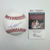 Autographed/Signed Junior Caminero Rawlings Official Major League ROML Baseball Beckett BAS COA