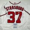 Autographed/Signed Stephen Strasburg Washington White Baseball Jersey PSA/DNA COA