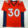 Autographed/Signed Terrell Davis SB XXXII MVP Denver Orange Football Jersey JSA COA