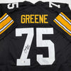 Autographed/Signed Mean Joe Greene HOF 87 Pittsburgh Black Football Jersey Beckett BAS COA by Hall of Fame Sports Memorabilia