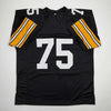 Autographed/Signed Mean Joe Greene HOF 87 Pittsburgh Black Football Jersey Beckett BAS COA by Hall of Fame Sports Memorabilia