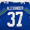 Autographed/Signed Shaun Alexander Seattle Blue Football Jersey Beckett BAS COA by Hall of Fame Sports Memorabilia
