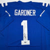 Autographed/Signed Ahmad Sauce Gardner Indianapolis Blue Football Jersey Beckett BAS COA by Hall of Fame Sports Memorabilia