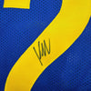 Framed Autographed/Signed Kyren Williams 35x39 Los Angeles LA Blue Football Jersey Beckett BAS COA #2 by Hall of Fame Sports Memorabilia