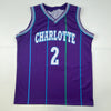 Autographed/Signed Larry Johnson Charlotte Purple Basketball Jersey Steiner COA