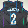Autographed/Signed Larry Johnson Charlotte Black Basketball Jersey Steiner COA