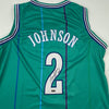 Autographed/Signed Larry Johnson Charlotte Teal Basketball Jersey Steiner COA