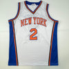 Autographed/Signed Larry Johnson New York White Basketball Jersey Steiner COA