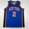 Autographed/Signed Larry Johnson New York Blue Basketball Jersey Steiner COA