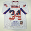 Autographed/Signed Thurman Thomas Buffalo White American Flag Football Jersey JSA COA