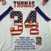 Autographed/Signed Thurman Thomas Buffalo White American Flag Football Jersey JSA COA