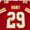 Autographed/Signed Kareem Hunt Kansas City Red Football Jersey PSA COA