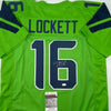 Autographed/Signed Tyler Lockett Seattle Green Color Rush Football Jersey JSA COA