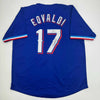 Autographed/Signed Nathan Eovaldi Texas Blue Baseball Jersey Beckett BAS COA by Hall of Fame Sports Memorabilia
