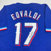 Autographed/Signed Nathan Eovaldi Texas Blue Baseball Jersey Beckett BAS COA by Hall of Fame Sports Memorabilia