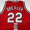 Autographed/Signed Clyde Drexler Portland Red Basketball Jersey JSA COA