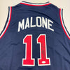 Autographed/Signed Karl Malone United States USA Blue 1992 Dream Team Basketball Jersey JSA COA